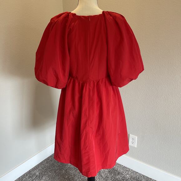 Tuckernuck Hyacinth House Courtney Red Shirred Bodice Mini Dress Sz Medium - Picture 4 of 12